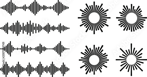 Photos Set of sound wave audio equalizer visualizer icons for music player interface