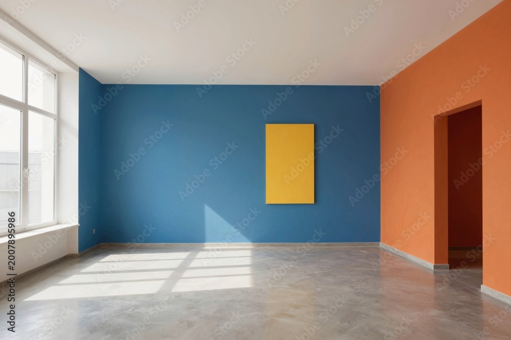 Fototapeta premium Modern Minimalist Room with Bold Color Accent