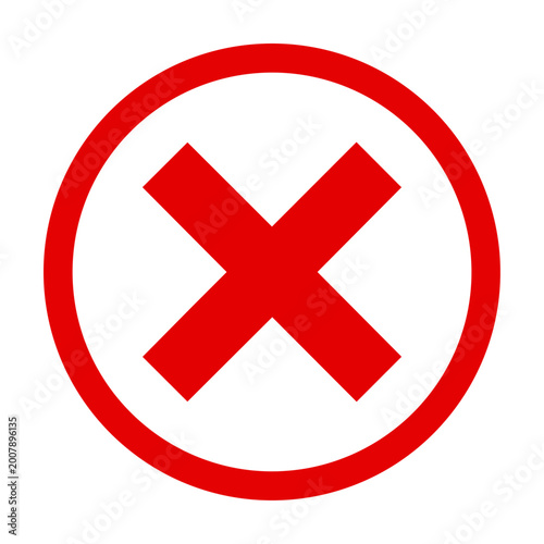 A simple red X mark symbol centered within a thick red circular outline, in a bold flat design style isolated on a pure white background. Denial or error concept Free Download A simple red X mark symbol centered within a thick red circular outline, in a bold flat design style isolated on a pure white background. Denial or error concept - GFXLoad