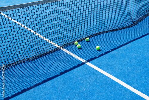 Padel court with balls and net The Concept of sports