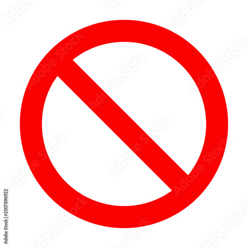 Free Download Minimalist red prohibition symbol with a diagonal slash on a white background. Safety and warning concept - GFXLoad