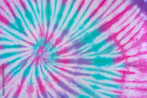 Bild auf Leinwand Real Authentic Cotton Multicolor Tie Dye Pattern On Shirt Background With Pink T