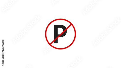 No parking icon of traffic safety icon,Red circle Loop able  graphic icon no parking sign icon 4k on transparent background .