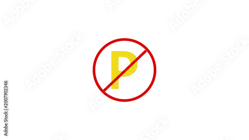 No parking icon of traffic safety icon,Red circle Loop able  graphic icon no parking sign icon 4k on transparent background .