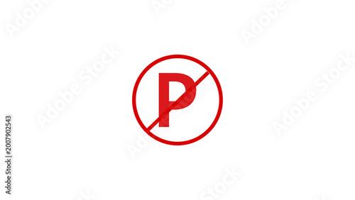 No parking icon of traffic safety icon,Red circle Loop able  graphic icon no parking sign icon 4k on transparent background .