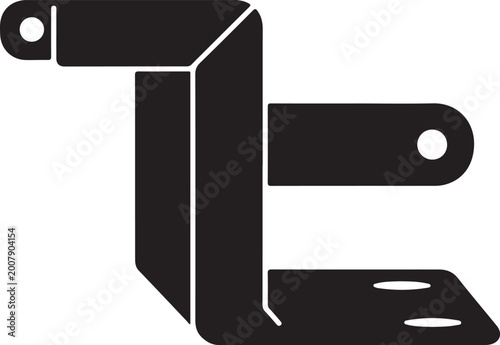 Black metal bracket, industrial hardware, mechanical part, engineering component