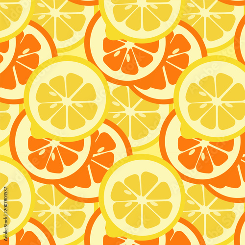 Tableau sur toile Colorful citrus fruit pattern with lemons and oranges