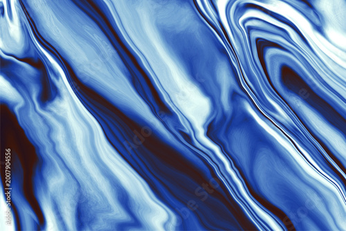 Deep Blue and White Abstract Liquid Swirl Background with Luminous Fluid Motion