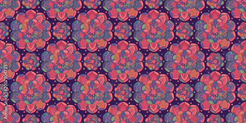 Quadro em tela Seamless pattern with traditional Indian floral ornament for fabric swatch or wrapping paper