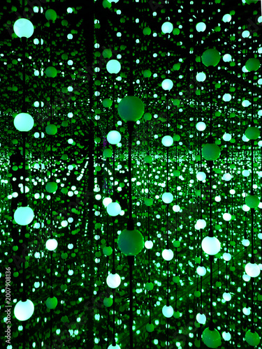 Handing light balls inside infinity room