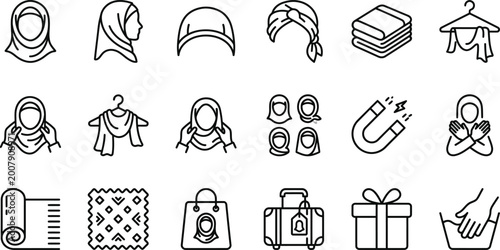 Tableau sur toile Laundry care icons set line style isolated on white background