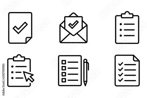 фотографія Checklist and task icons vector set to do list and completed tasks document with