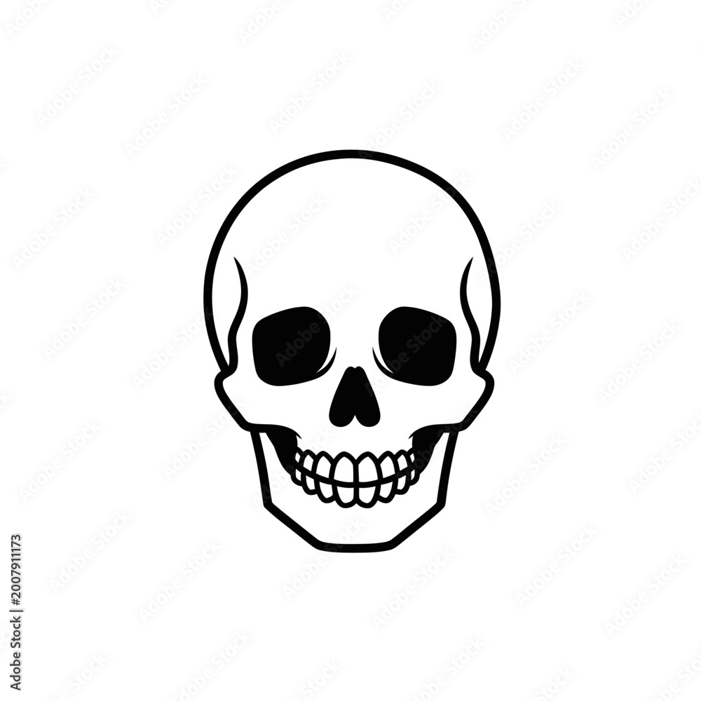 Obraz premium Black and white skull icon.