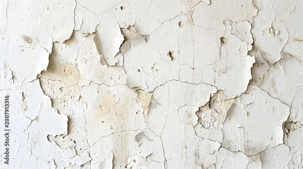 Fototapeta premium Peeling White Paint Wall Texture Close-Up