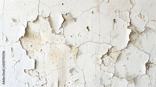 Peeling White Paint Wall Texture Close-Up