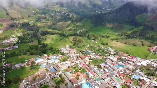 Aerial View of Zipacón Town and Green Andean Valley