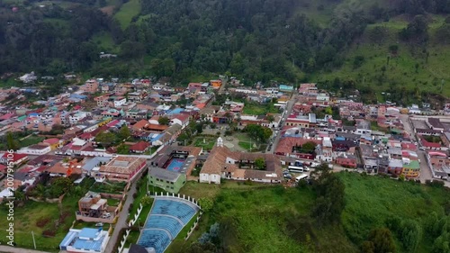 Aerial View of Zipacon Village and Mountains in Colombia
