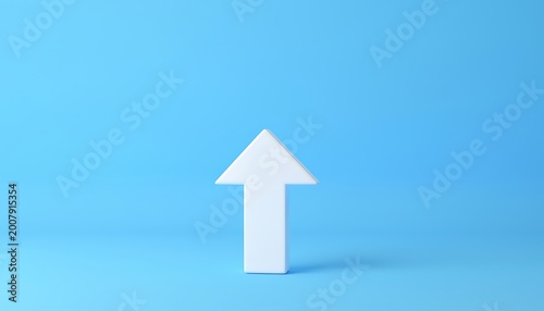White arrow pointing upwards on a vibrant blue background for concepts