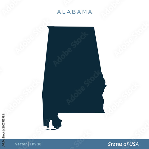Fotografie Alabama - States of US Map Icon Vector Template Illustration Design