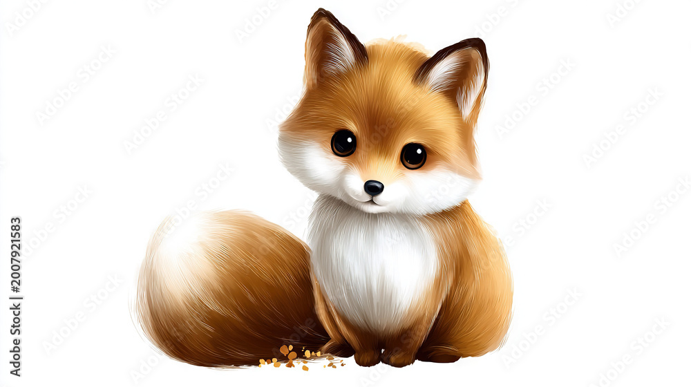 Obraz premium Cute fox illustration with expressive eyes, digital art