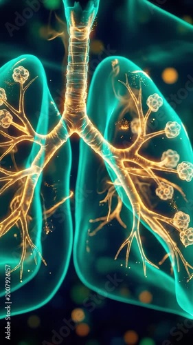 Digital Human Lung Anatomy With Trachea And Bronchi. Suitable For Medical Education, Scientific Research, Healthcare Promotion, And Biology Study.