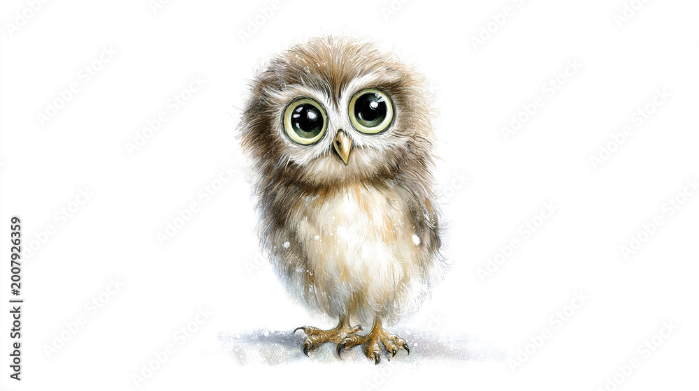 Fototapeta premium Cute Baby Owl with Big Eyes