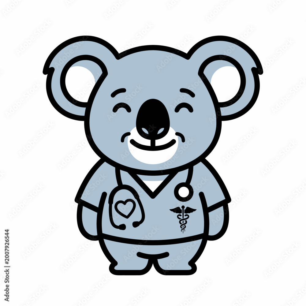 Obraz premium Koala in medical uniform smiling.