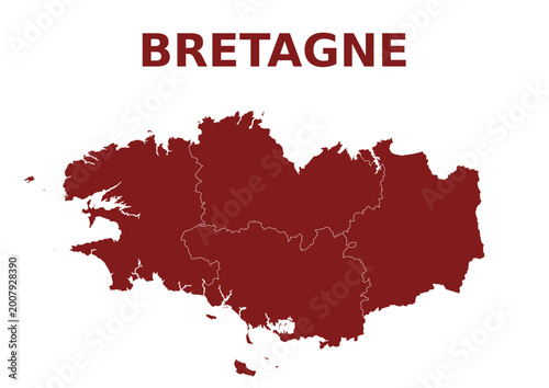 Vector Map of Bretagne region, France