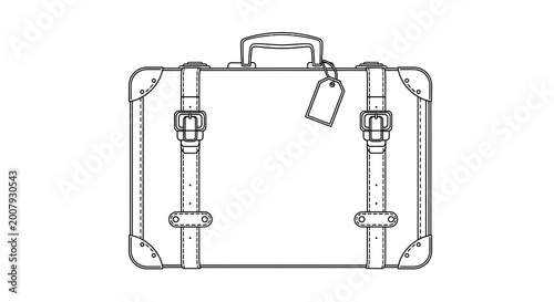 Vintage leather suitcase with buckles and handle for travel and adventure purposes transparent background