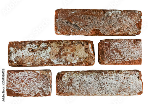 Photos PNG Old red bricks showing efflorescence, building material for construction, is