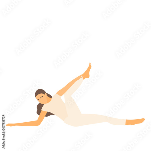 Woman Character Practicing Yoga. Sport Healthy Character Icon Isolated on Transparent. Healthy Lifestyle, Sport, Mental and Physical Health Concept.