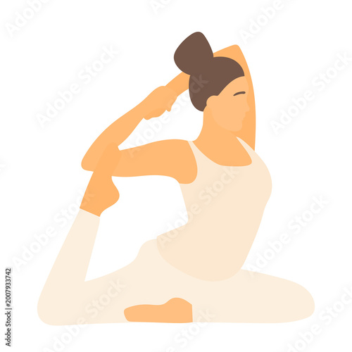 Woman Character Practicing Yoga. Sport Healthy Character Icon Isolated on Transparent. Healthy Lifestyle, Sport, Mental and Physical Health Concept.
