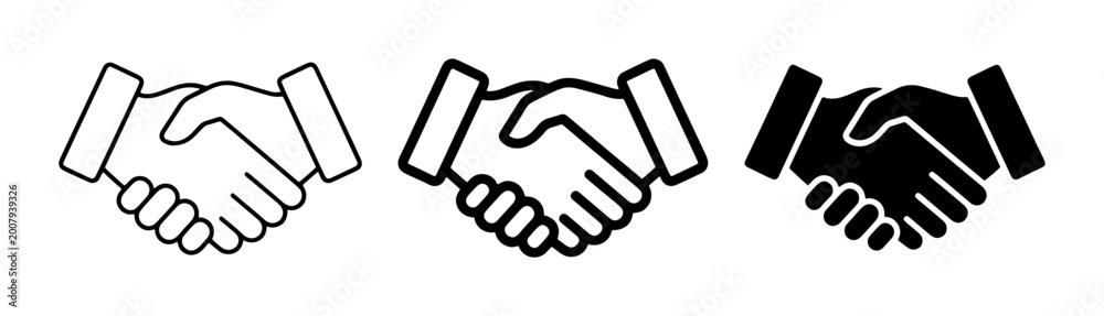 Obraz premium minimalist handshake set black and white silhouette design elements