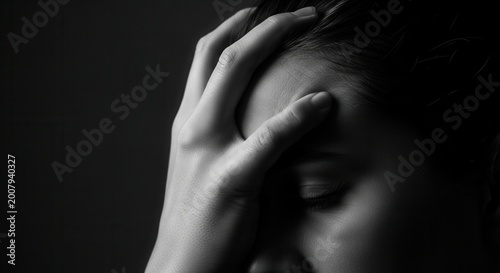 A Person's Hand Covering Forehead Showing Inner Turmoil and Deep Emotional Distress