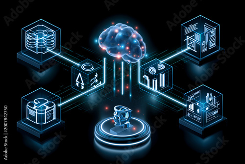 Artificial Intelligence Network System with Neural Brain and Data Processing Nodes
