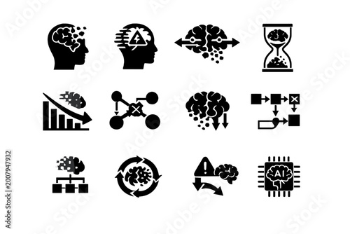 Loss catastrophic diagram vector icon forgetting icons learning grid symbol interference equally