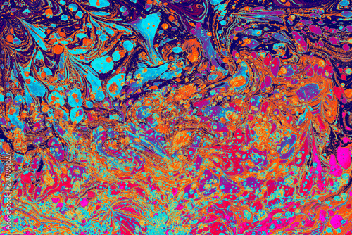 Fotografie Abstract  Ebru Marbling Texture Background