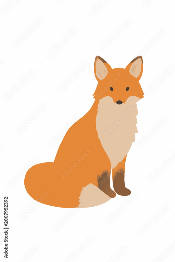 Fototapeta premium Flat color fox illustration on a white background