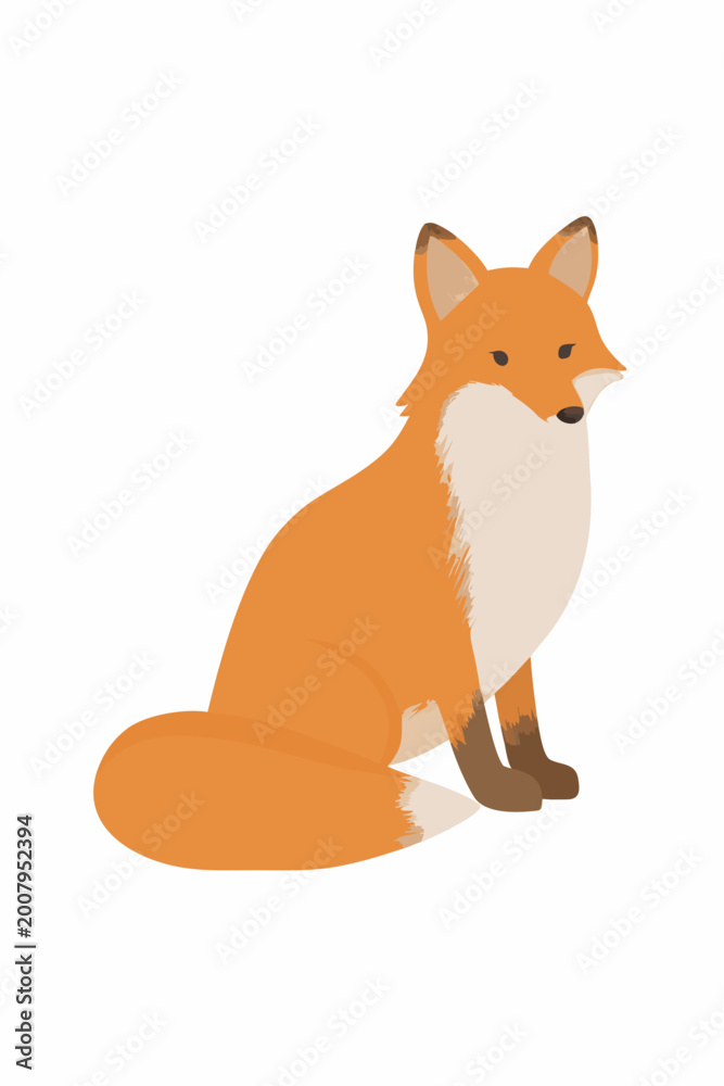 Obraz premium Fox illustration flat vector style with white background