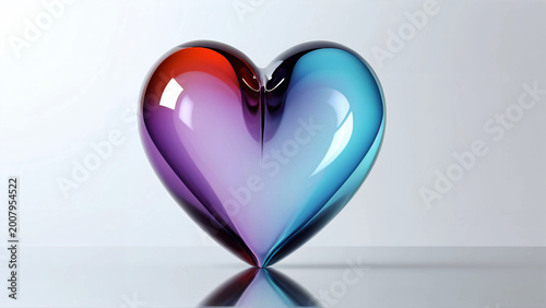Colorful glossy glass heart isolated minimal design