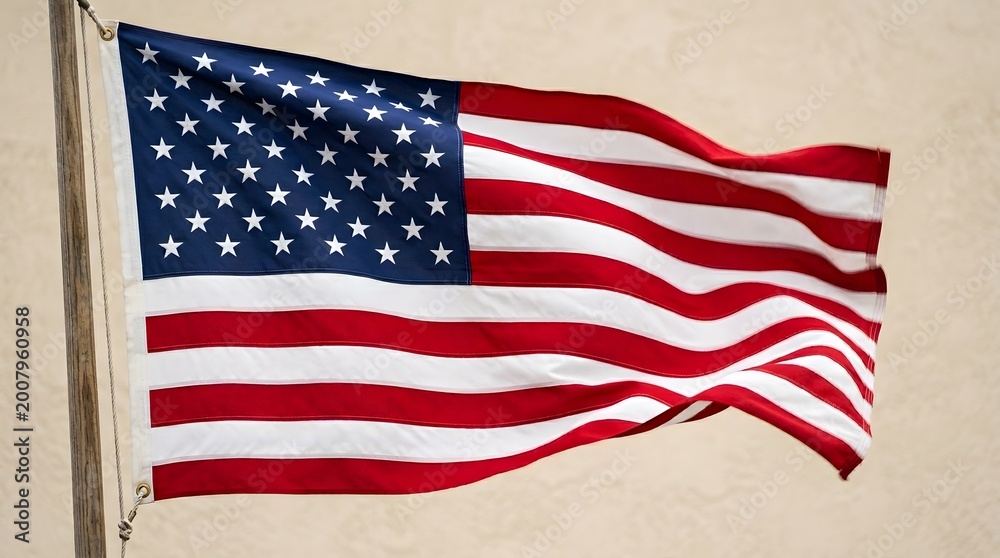 Fototapeta premium The american flag waving proudly a symbol of freedom and national identity