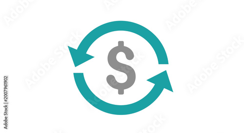 Tableau sur toile Dollar symbol inside a circular arrow, symbolizing money exchange or financial f