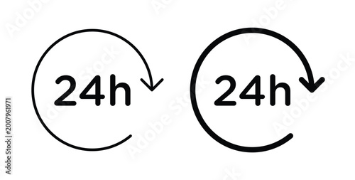 Tableau sur toile 24 Hrs icon graphic designs pack. thin line icon set.