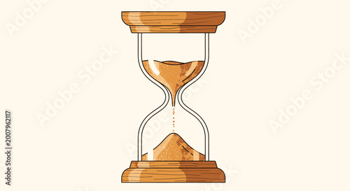 Foto Classic wooden hourglass with golden sand flowing, symbolizing the passage of ti