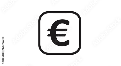 Obraz na plátně Euro currency symbol inside a rounded square icon, representing financial transa