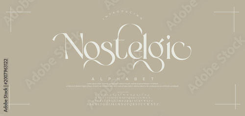 Cuadro en lienzo Nostelgic Beauty Luxury font alphabet logo