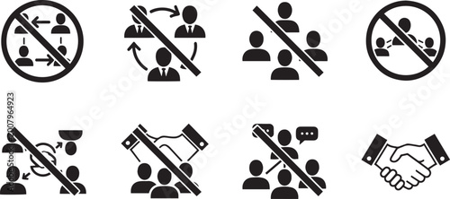 Tableau sur toile Anti Corruption Icon Set Prohibiting Bribery Collusion Conflict of Interest and