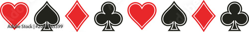Fotografi Playing card suits border hearts spades diamonds and clubs