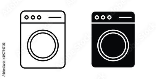 фотографія laundry machine icon graphic designs pack. thin line icon set.