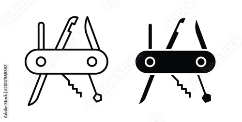 Tableau sur toile Swiss Knife icon graphic designs pack. thin line icon set.